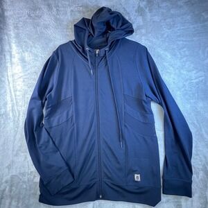 Anne Klein‎ Sport Navy Mesh Panel Full Zip Hoodie Jacket Women's Size M